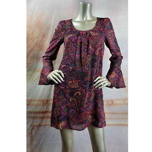 NWT MINKPINK Magic Carpet Dress Purple Paisley Bell Sleeve XS
